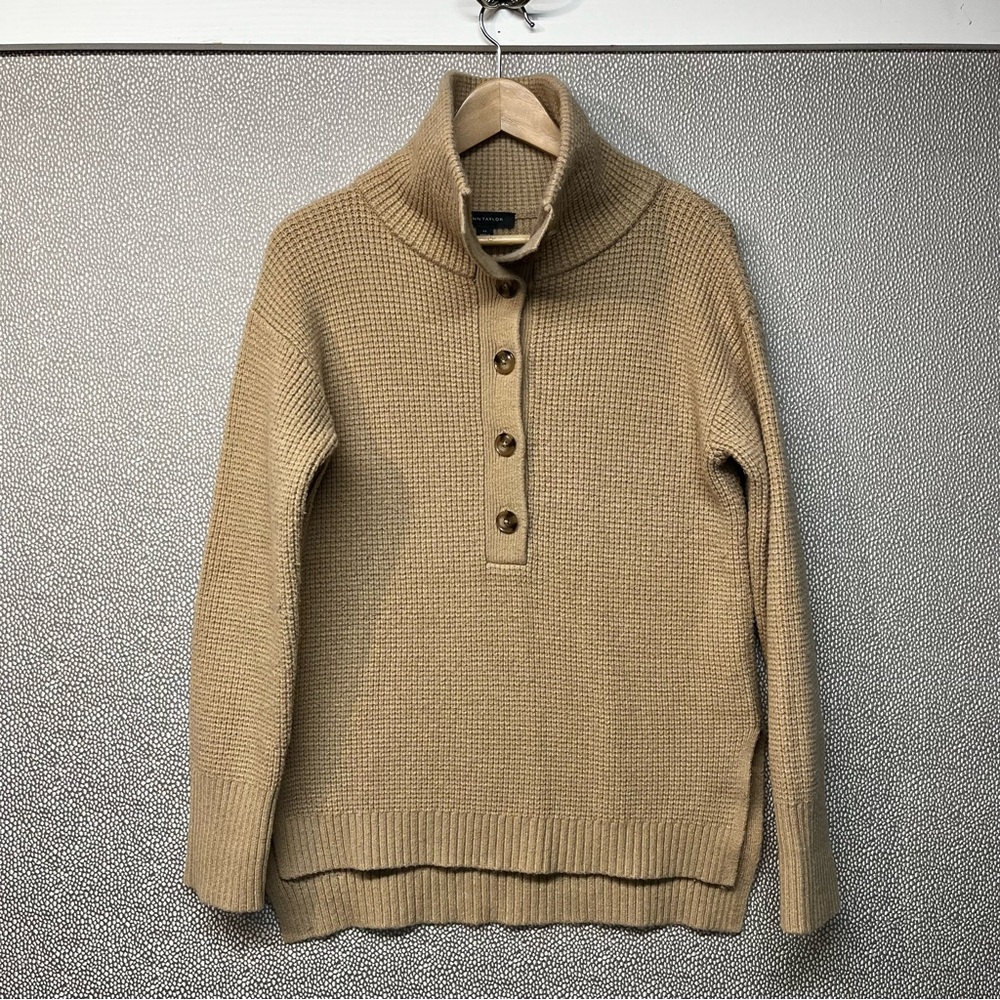 XS Ann Taylor Turtleneck Button Up Waffle Knit Sweater